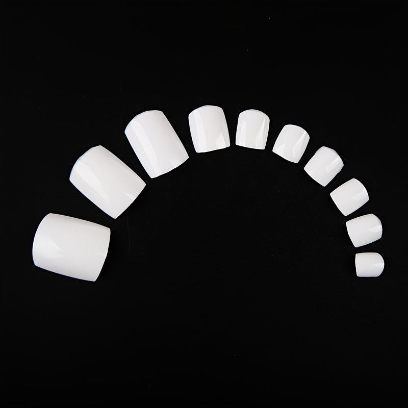 500PCS DIY French Acrylic Toenails Set - 10 Sizes, Transparent Look
