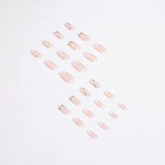 24pcs Jiaruo Y2K French Flash Powder Nails Long Square Press On Nails
