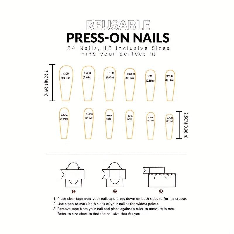Swirl Glitter Press On Nails Long Coffin False Nails