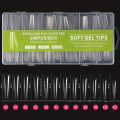 240pcs Long Soft Gel Nail Tips Clear Acrylic Nails Full Coverage Press On Nails