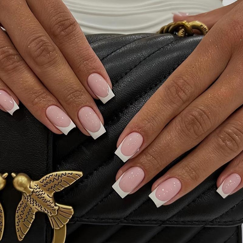 Pink Square Press On Nails Full Coverage False Nails