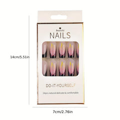 24pcs Fluorescent Flame French Tip Press On Nails for Halloween