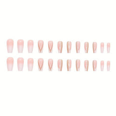 Golden Glitter French Tip Press On Nails Medium Full Cover Artificial Nail