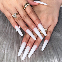 24pcs Matte French Solid Press On Nails Long Ballerina False Nails Red