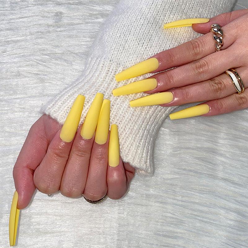 24pcs Matte French Solid Press On Nails Long Ballerina False Nails Red