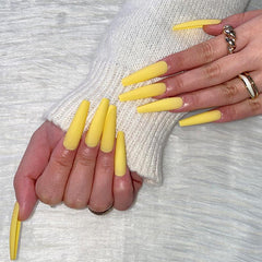 24pcs Matte French Solid Press On Nails Long Ballerina False Nails Red