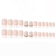 24 pcs Sparkling Jelly Pink Gel Nail Kit with Zircon Decals