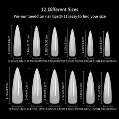 120PCS Natural Extra Long Stiletto False Nail Tips with Box