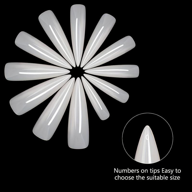 120PCS Natural Extra Long Stiletto False Nail Tips with Box