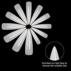 120PCS Natural Extra Long Stiletto False Nail Tips with Box