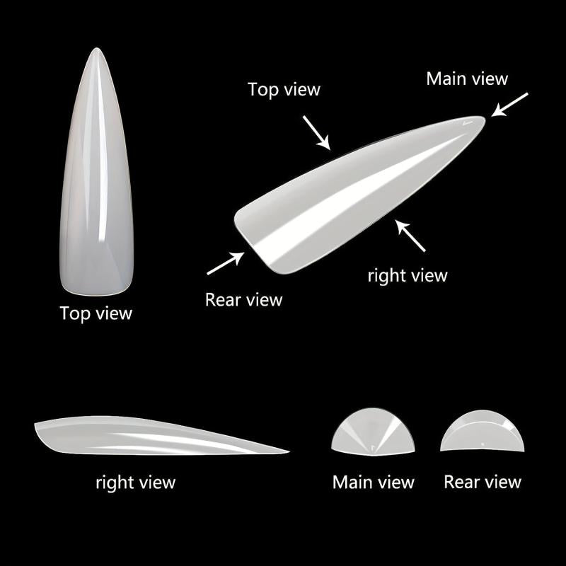 120PCS Natural Extra Long Stiletto False Nail Tips with Box