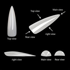 120PCS Natural Extra Long Stiletto False Nail Tips with Box