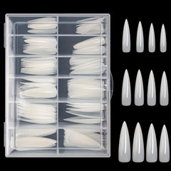 120PCS Natural Extra Long Stiletto False Nail Tips with Box