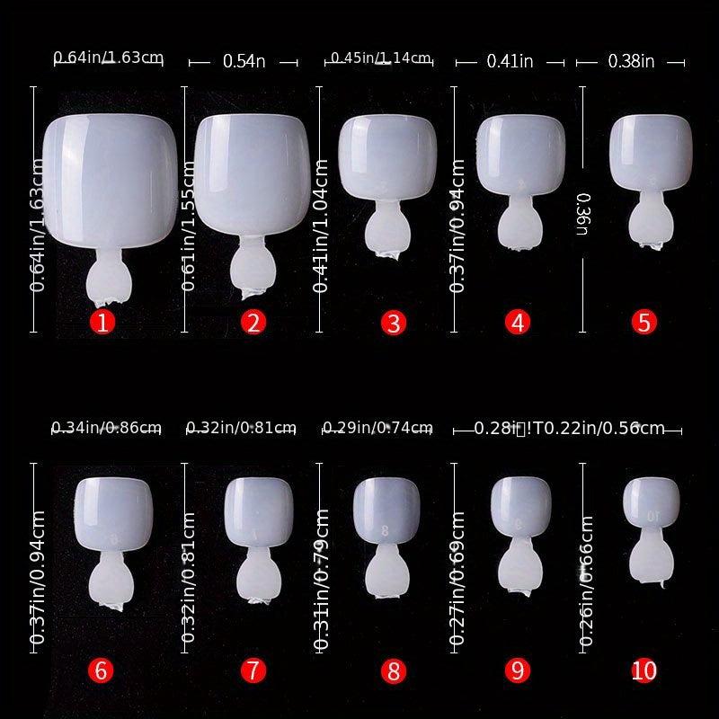 500 Pcs Short Square Toenail Tips Acrylic False Toenail Tips with Box