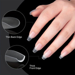 300Pcs Clear Short Nail Tips Almond Coffin Shape Full Cover 15 Sizes