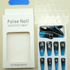 Glittery Square Press On Nails for Women Glossy Acrylic False Nail Set