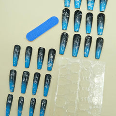 Glittery Square Press On Nails for Women Glossy Acrylic False Nail Set