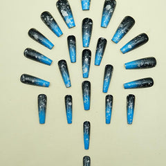 Glittery Square Press On Nails for Women Glossy Acrylic False Nail Set