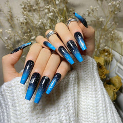 Glittery Square Press On Nails for Women Glossy Acrylic False Nail Set