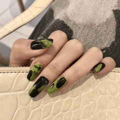 Matte Coffin Nails Full Cover with Designs