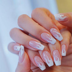 Matte Coffin Nails Full Cover with Designs