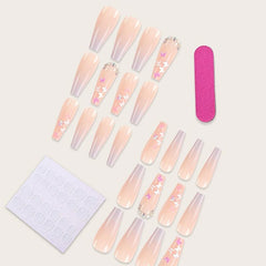 Glitter Butterfly Gradient Pink Square Press On Nails