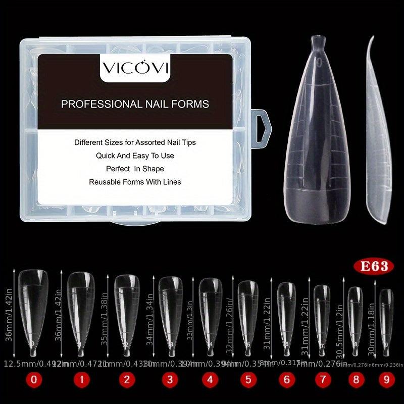 100pcs Graduated Nail Extension Tips for Quick Manicure Easy Mold Tips