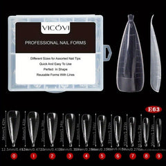 100pcs Graduated Nail Extension Tips for Quick Manicure Easy Mold Tips