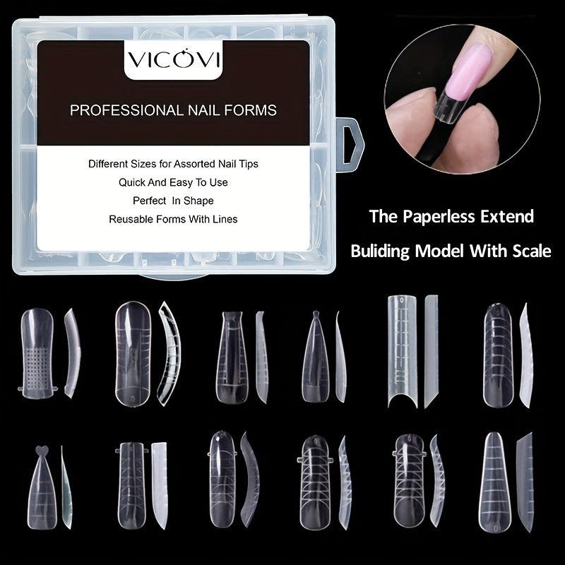 100pcs Graduated Nail Extension Tips for Quick Manicure Easy Mold Tips
