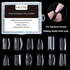 100pcs Graduated Nail Extension Tips for Quick Manicure Easy Mold Tips