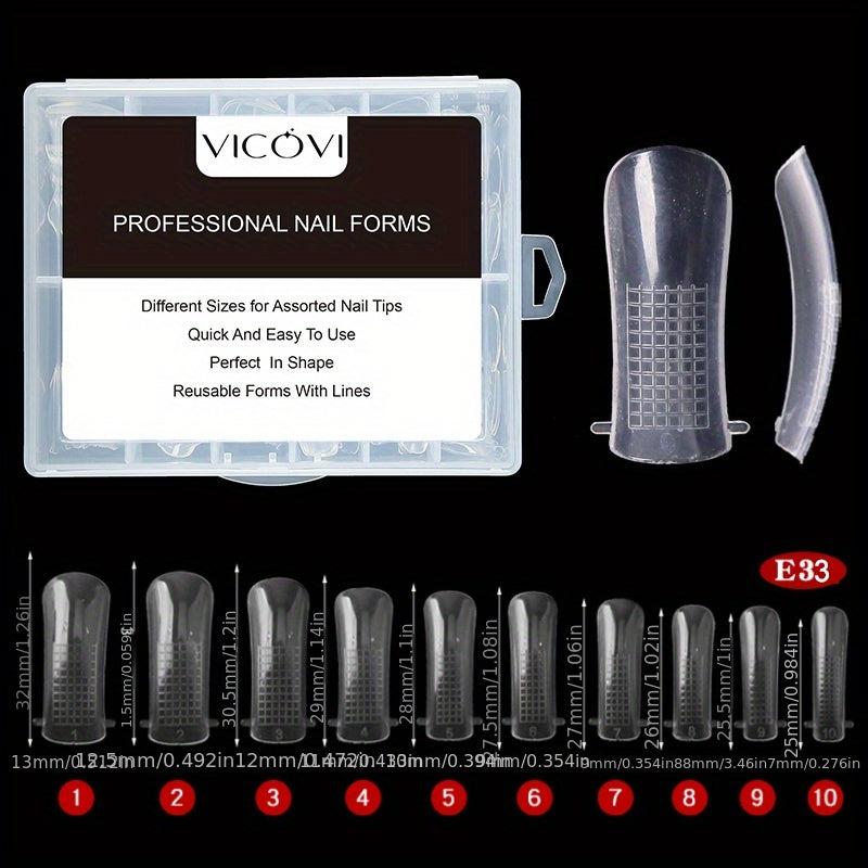 100pcs Graduated Nail Extension Tips for Quick Manicure Easy Mold Tips