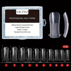 100pcs Graduated Nail Extension Tips for Quick Manicure Easy Mold Tips