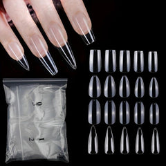 500 Clear Full Cover Ballerina Nails Long Press On Nails with Box