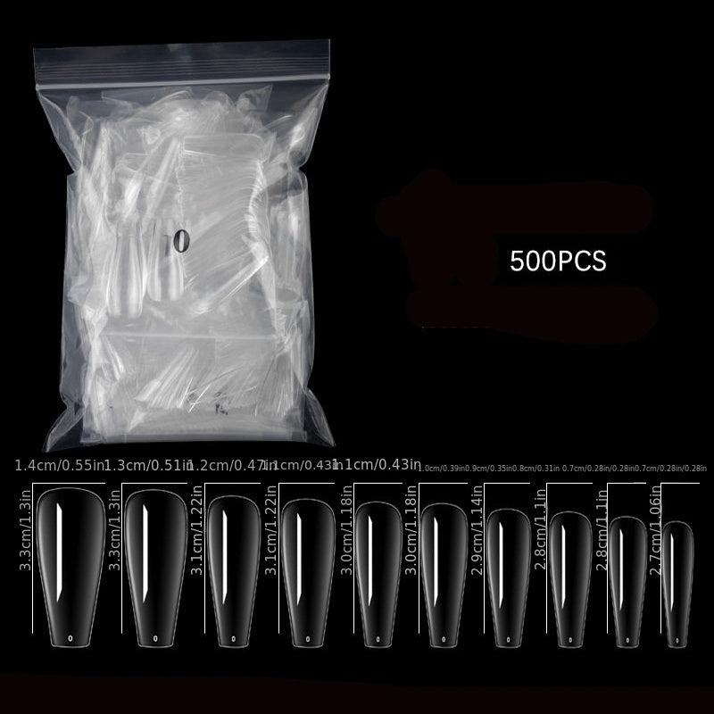 500 Clear Full Cover Ballerina Nails Long Press On Nails with Box