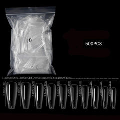 500 Clear Full Cover Ballerina Nails Long Press On Nails with Box