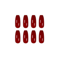 24 pcs Red Ice Through Nail Art Tips with Glue Medium Ballet Press On