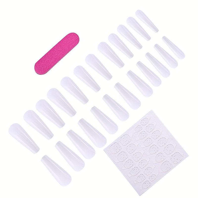 24pcs Extra Long Coffin Press On Nails Full Cover Ballerina False Nails