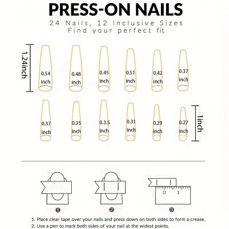 24pcs Extra Long Coffin Press On Nails Full Cover Ballerina False Nails