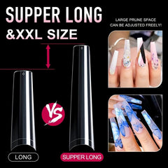 240 pcs Clear Ballerina Nail Tips with Box in 12 Sizes