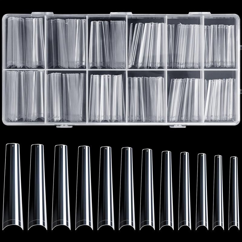 240 pcs Clear Ballerina Nail Tips with Box in 12 Sizes
