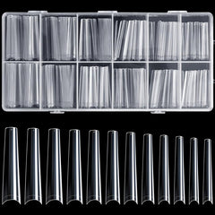 240 pcs Clear Ballerina Nail Tips with Box in 12 Sizes