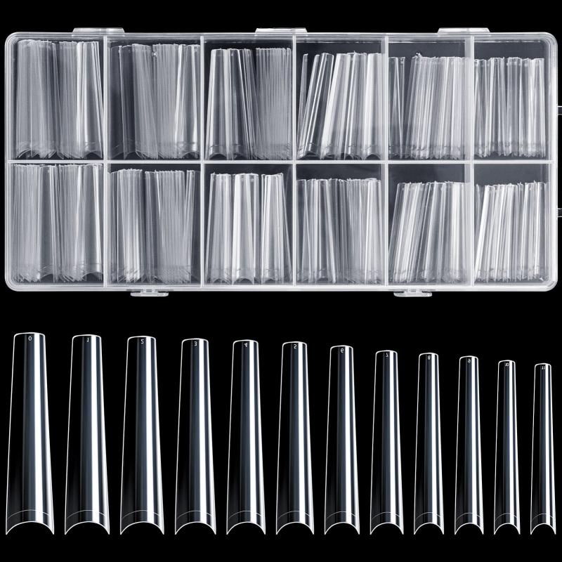 240 pcs Clear Ballerina Nail Tips with Box in 12 Sizes