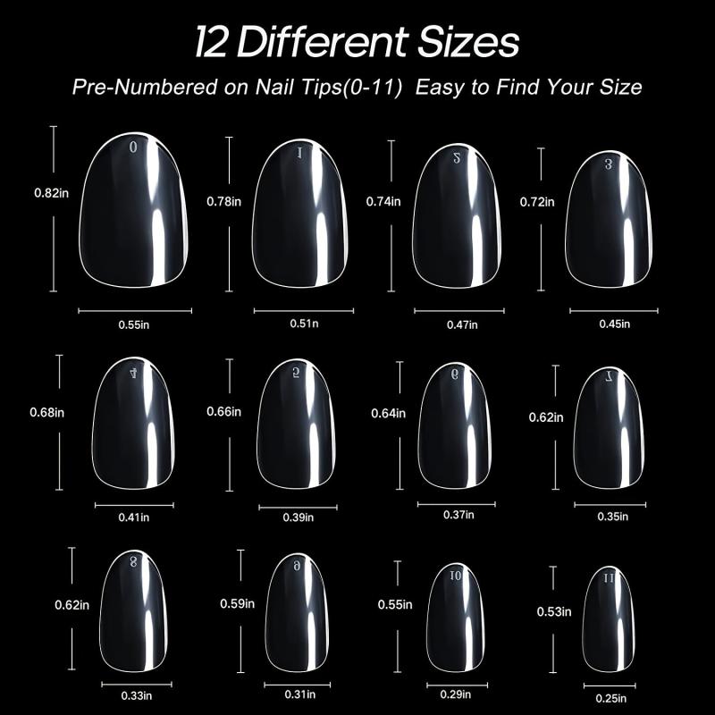600 pcs Almond Shape Gel Nail Tips for Salon and Home Clear and Durable