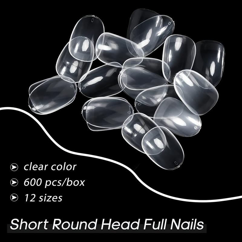 600 pcs Almond Shape Gel Nail Tips for Salon and Home Clear and Durable