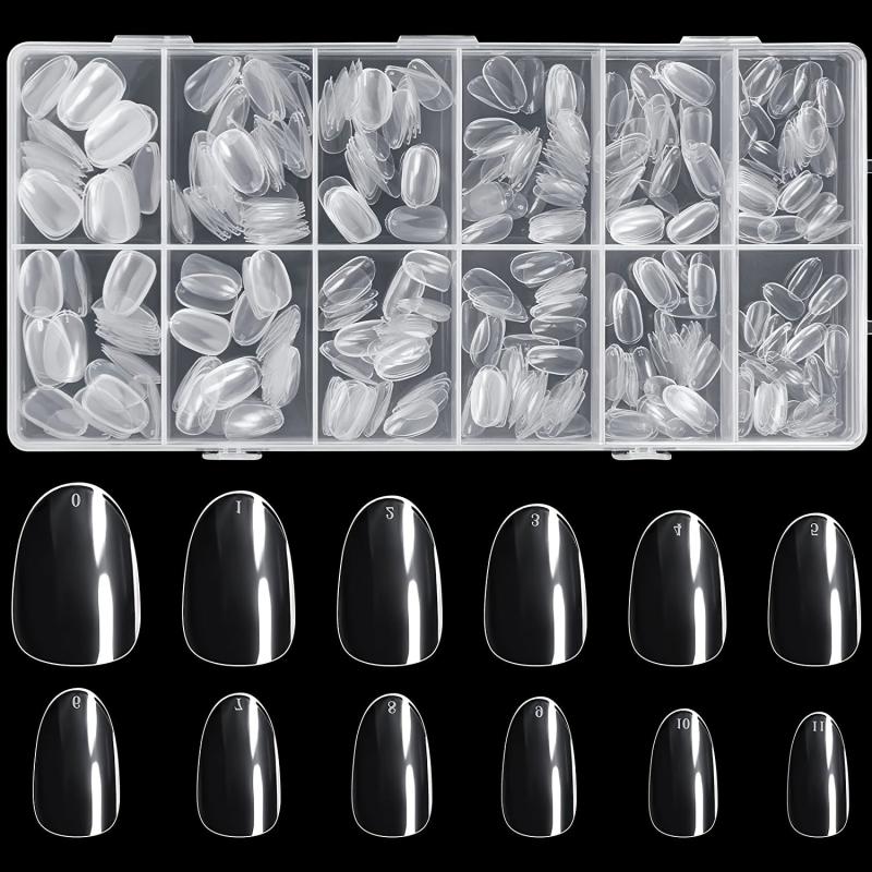 600 pcs Almond Shape Gel Nail Tips for Salon and Home Clear and Durable