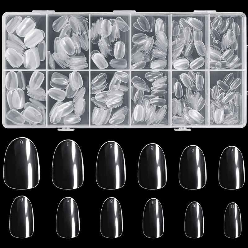 600 pcs Almond Shape Gel Nail Tips for Salon and Home Clear and Durable