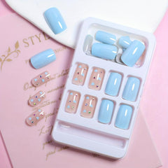 24pcs Pink Medium Length Press On Nails with Nail File and Tape