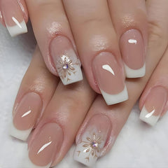 24pcs Pink Medium Length Press On Nails with Nail File and Tape
