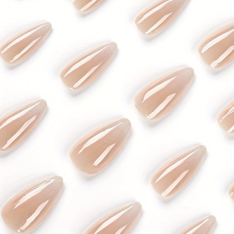 24pcs Nude Gradient Press On Nails Full Cover Long Almond False Nails