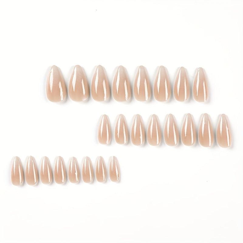 24pcs Nude Gradient Press On Nails Full Cover Long Almond False Nails